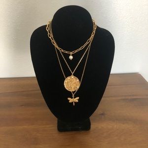 Gold boho necklace set